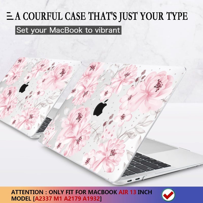 CISSOOK Compatible with MacBook Air 13 inch Case M1 Chip 2021 2020-2028 Release A2337 A2179 A1932 Model with Touch ID, Plastic Hard Shell Case & Keyboard Cover & Screen Protector, Cute Pink Flower - Image 3
